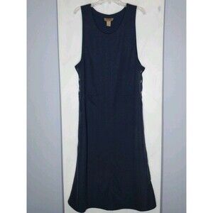 Directives Lagenlook Lyocell Navy Sleeveless Maxi Dress Side Button Pockets L